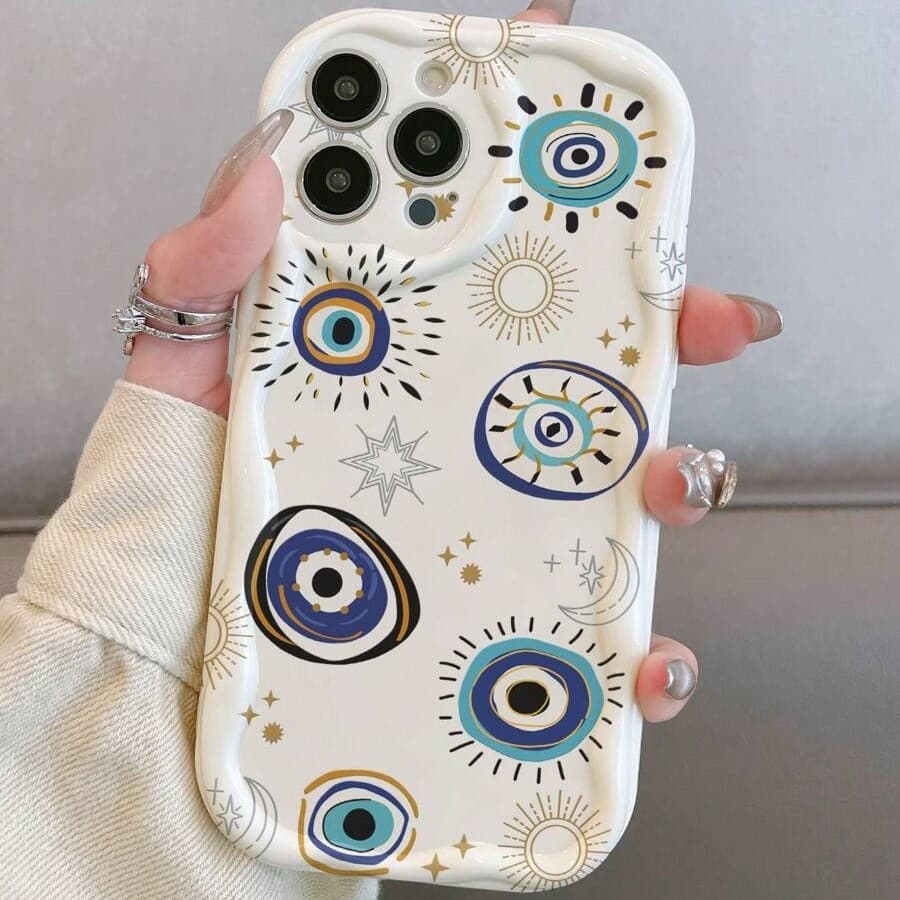 Compatible with iPhone 17 Pro Case, 16 Pro Personalized 15 Cream 14 Trendy 13 Cover 12 Cross-border Blue Eye Sun