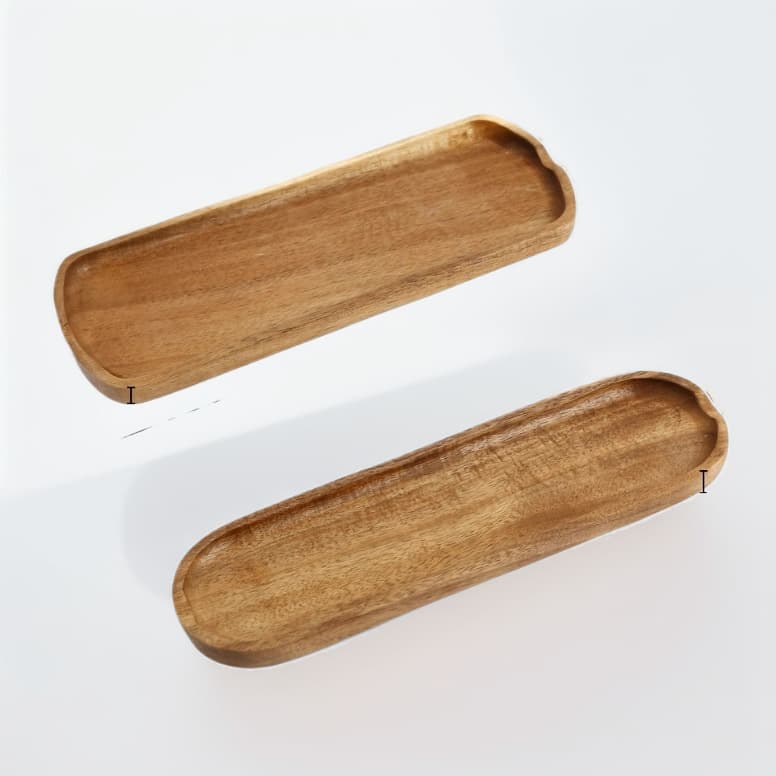 Teak rectangular wooden plate, small leaf acacia fruit plate, dessert plate, wooden tray, sushi plate and spoon holder