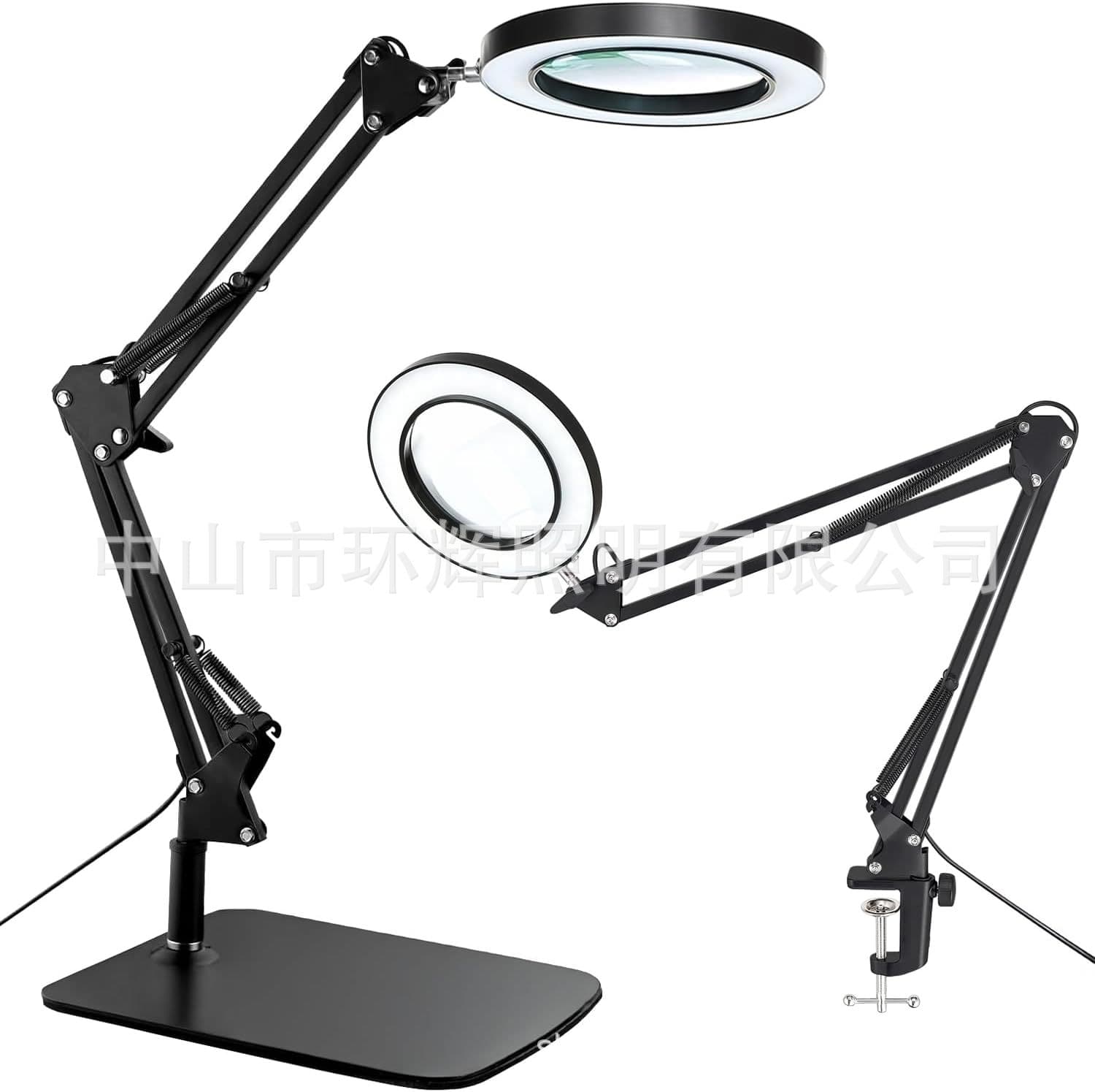 Magnifying glass with lamp table lamp swing arm 2-in-1 lamp clip close work reading repair painting led lamp table lamp