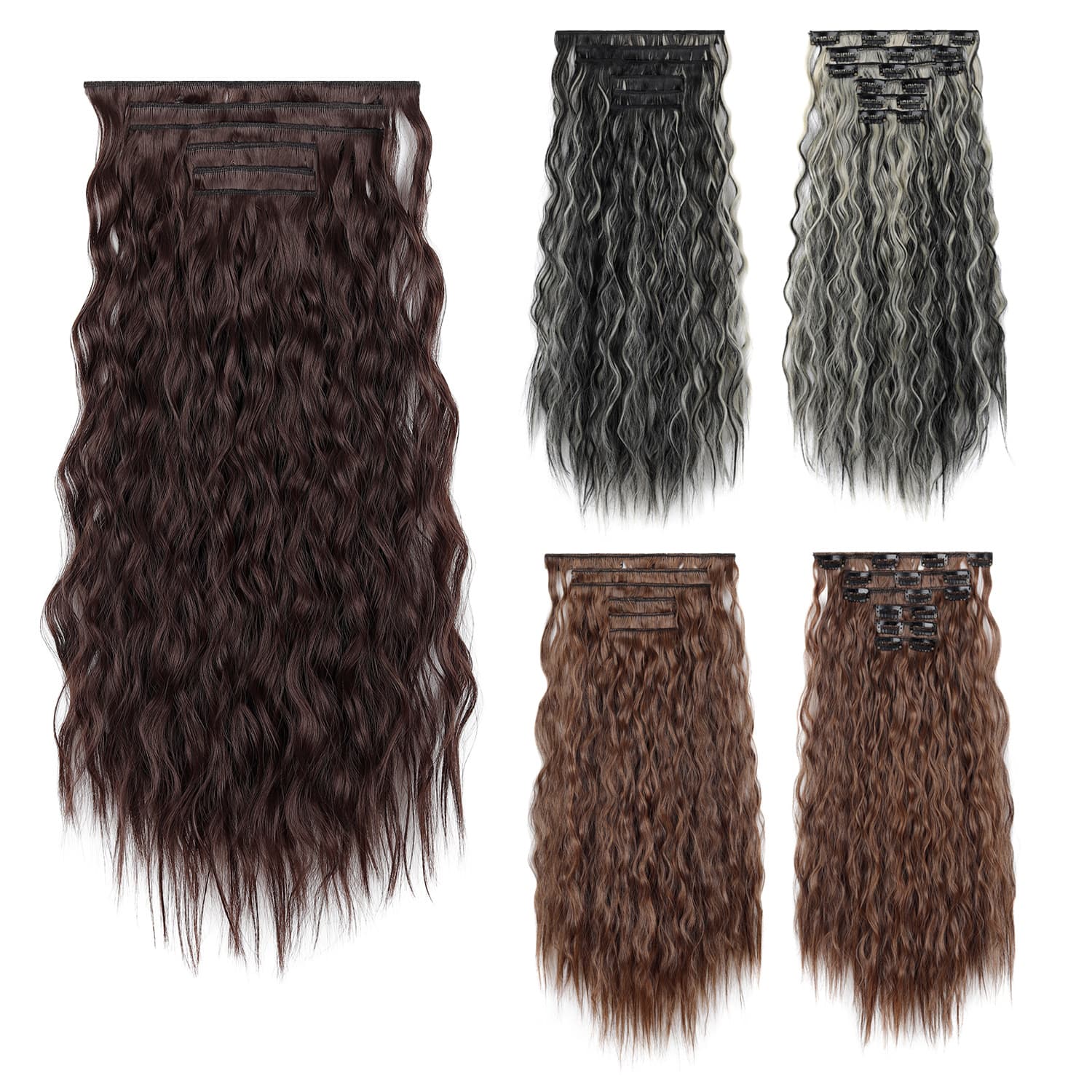 16-Piece Cornrow Long Curly Hair Extension Clip-In Set, Cornrow Clip-In Hair Extensions
