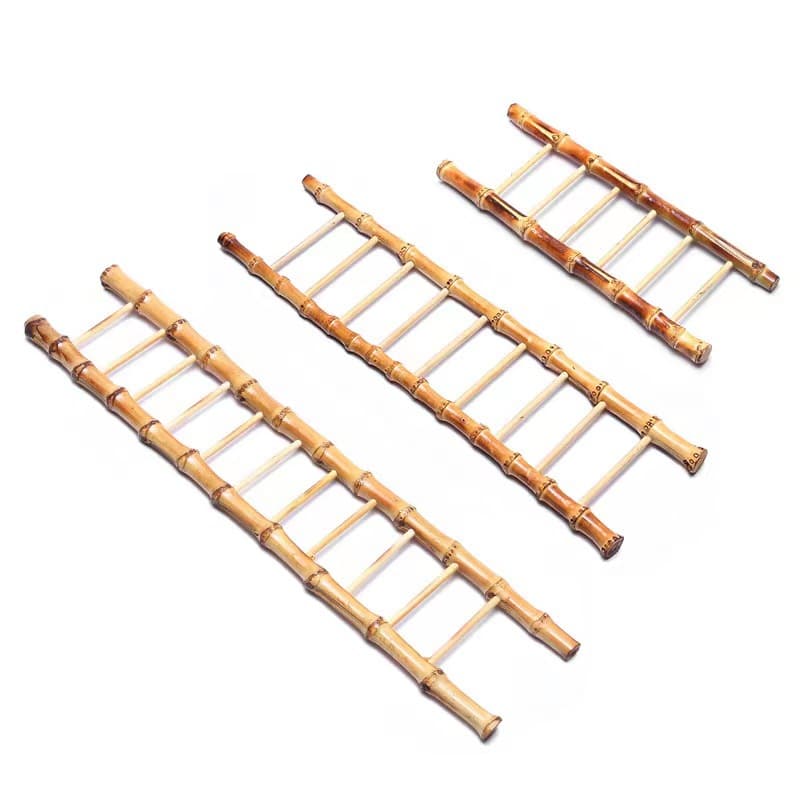 Factory Direct Natural Real Bamboo New Home Promotion Ornament - 11-Step Bamboo Ladder Antique Tea Set Wholesale