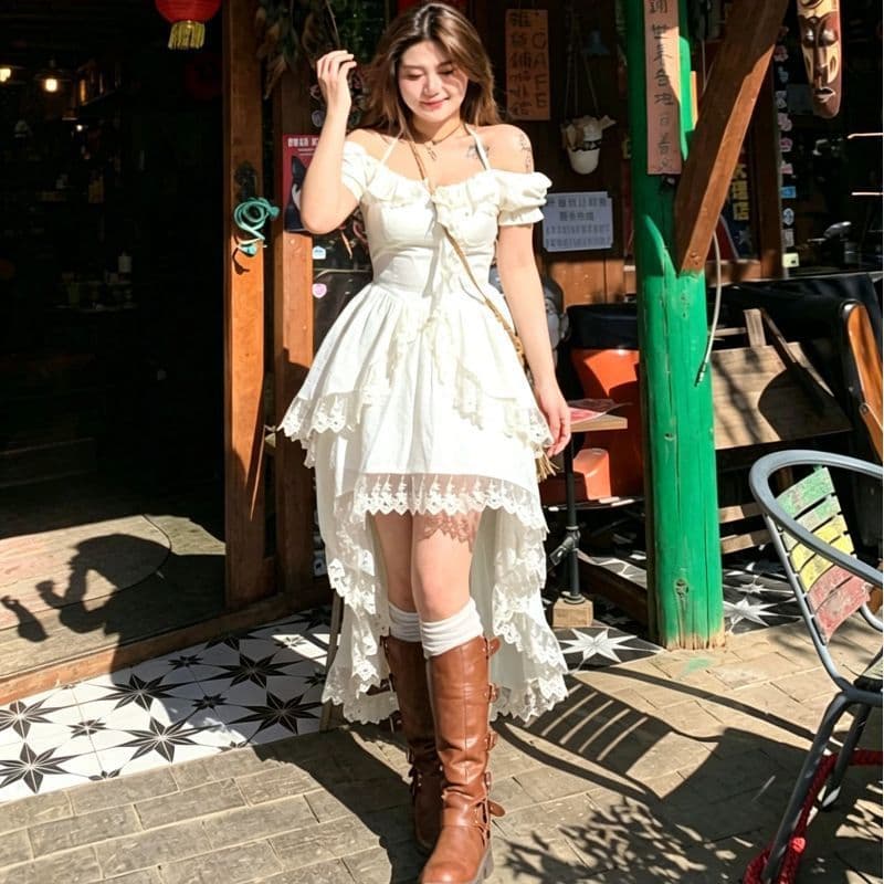 62504 Irregular Chao Fairy Vibe Dress for Women 2026 Summer New Plus Size Halterneck Dress