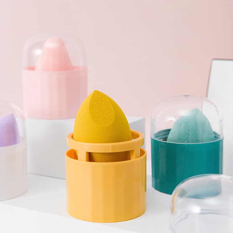 Makeup Sponge Holder Box Beauty Blender Drying Rack with Hook Powder Puff Teardrop Beveled Clean Hygienic Portable