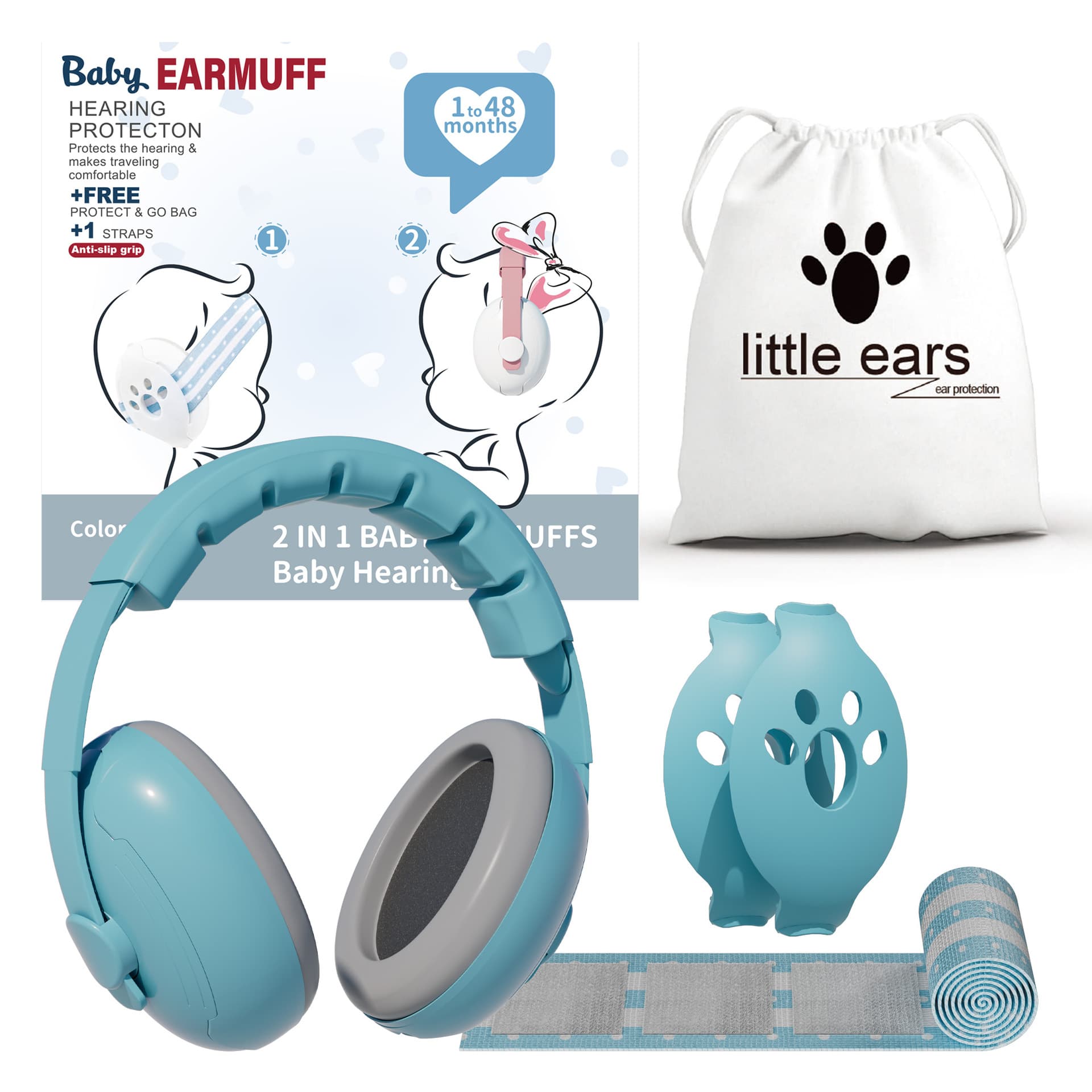 2-in-1 Baby Noise-Reducing Ear Muffs Kids Soundproof Sleeping Ear Protectors Hearing Protection Ear Muffs Cross-Border Supply In-Stock Wholesale