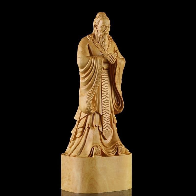 Thuja Wood Carving Confucius Statue - Sage of Confucianism, Confucius Figure Ornament for Home, Teacher's Day Gift Decoration