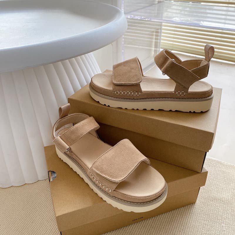 New Export Style Venus Sandals Women's Top Layer Leather with Velcro Flat Sandals Fashion Wide Strap Versatile Casual
