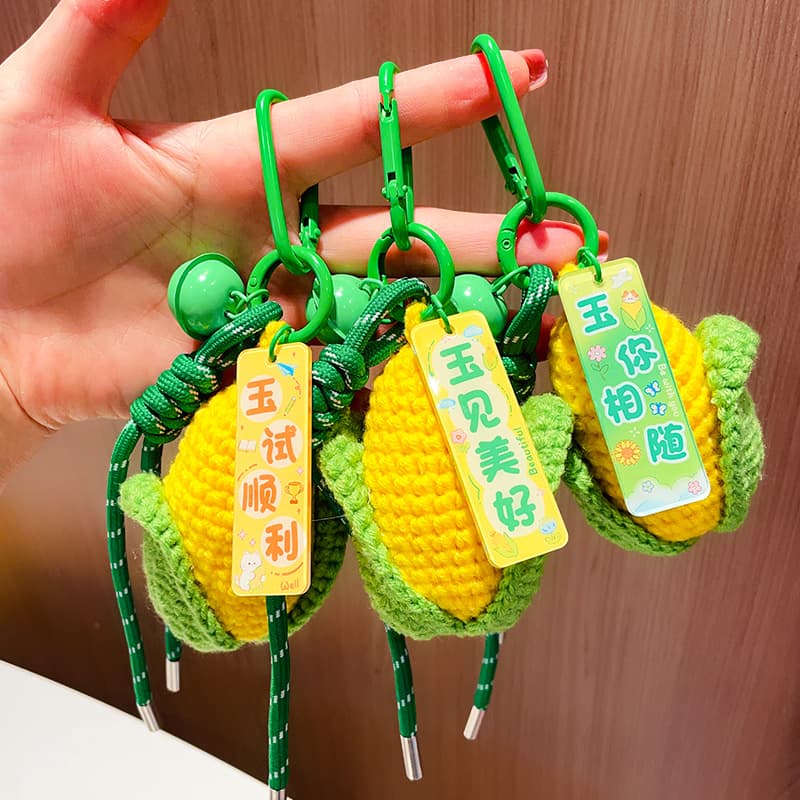 Internet Celebrity Ray-Ban 99 Sweet Corn Keychain Pendant, Handmade Crochet Cute Food Toy Bag Pendant, Small Gift