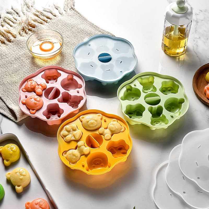 Silicone covered bear ice cream jelly mold, jelly milk ice cube mold, baby food steamed cake silicone mold