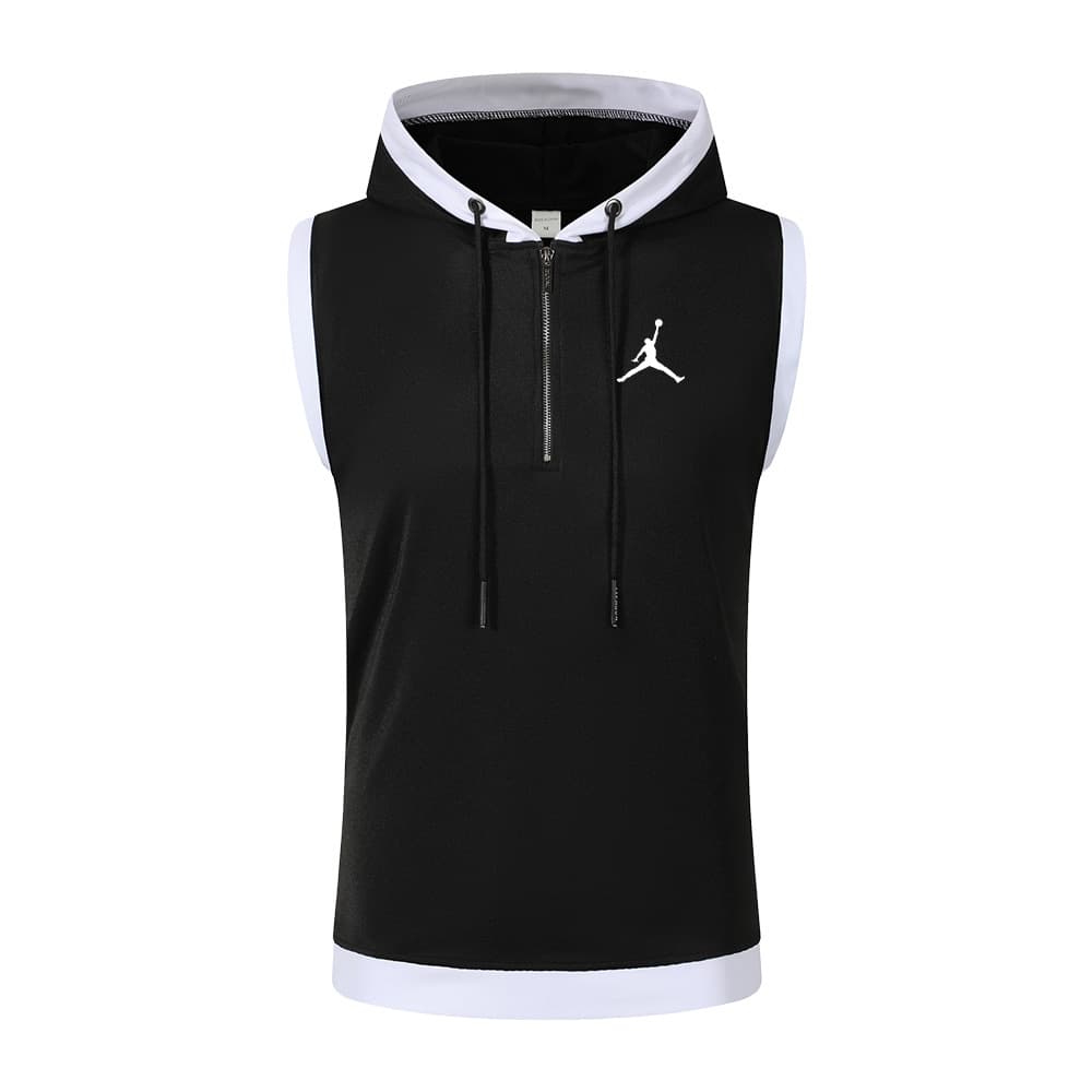Cross-border Amazon sleeveless vest top men's waistcoat casual hooded sweatshirt T-shirt hip-hop sweatshirt loose type
