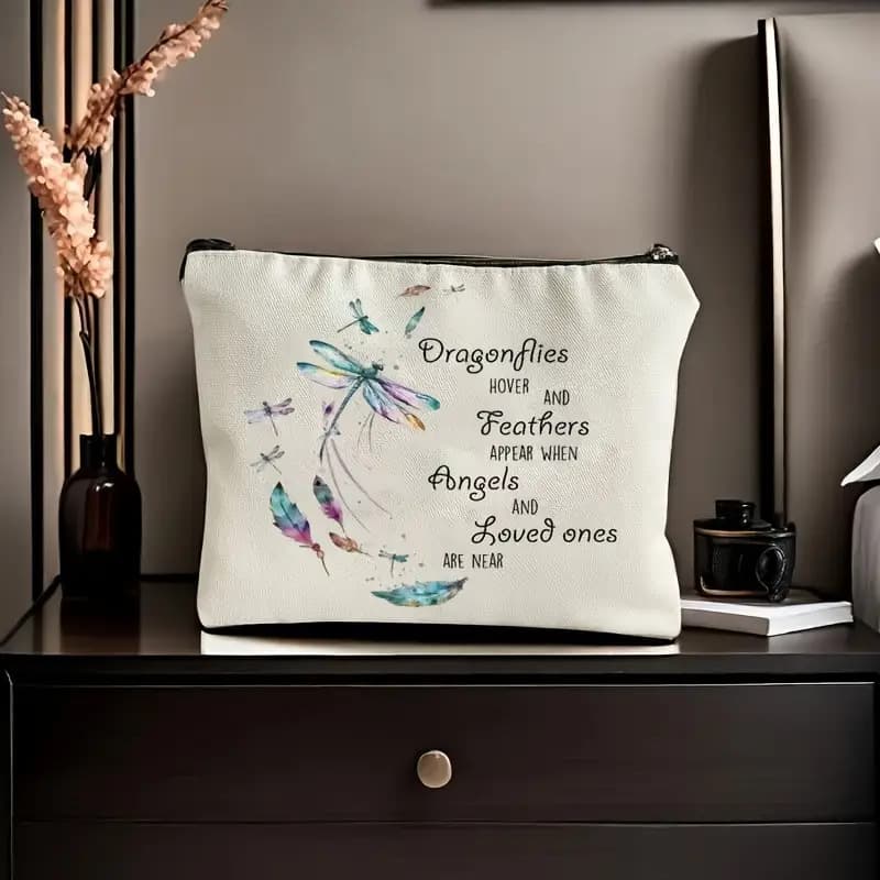 Canvas Cosmetic Travel Bag with Zipper, Makeup Pouch, Cosmetic Bag, School Student Pencil Case Organizer