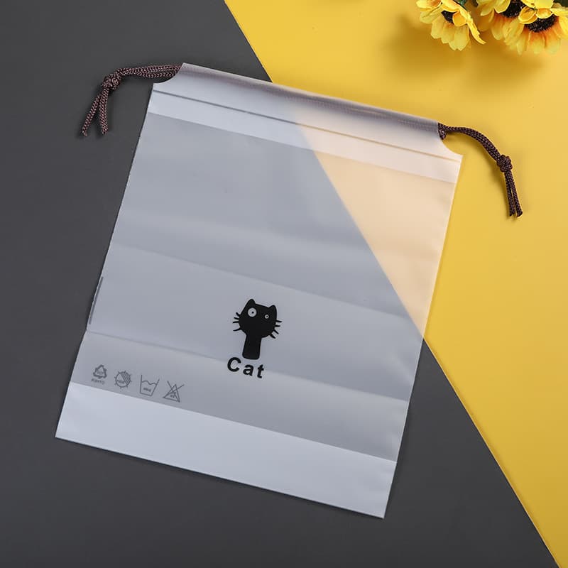 In Stock PE Bear Drawstring Bag, Simple Transparent Cord Bag, EVA Frosted Drawstring Bag, Semi-Transparent Pull String Bag
