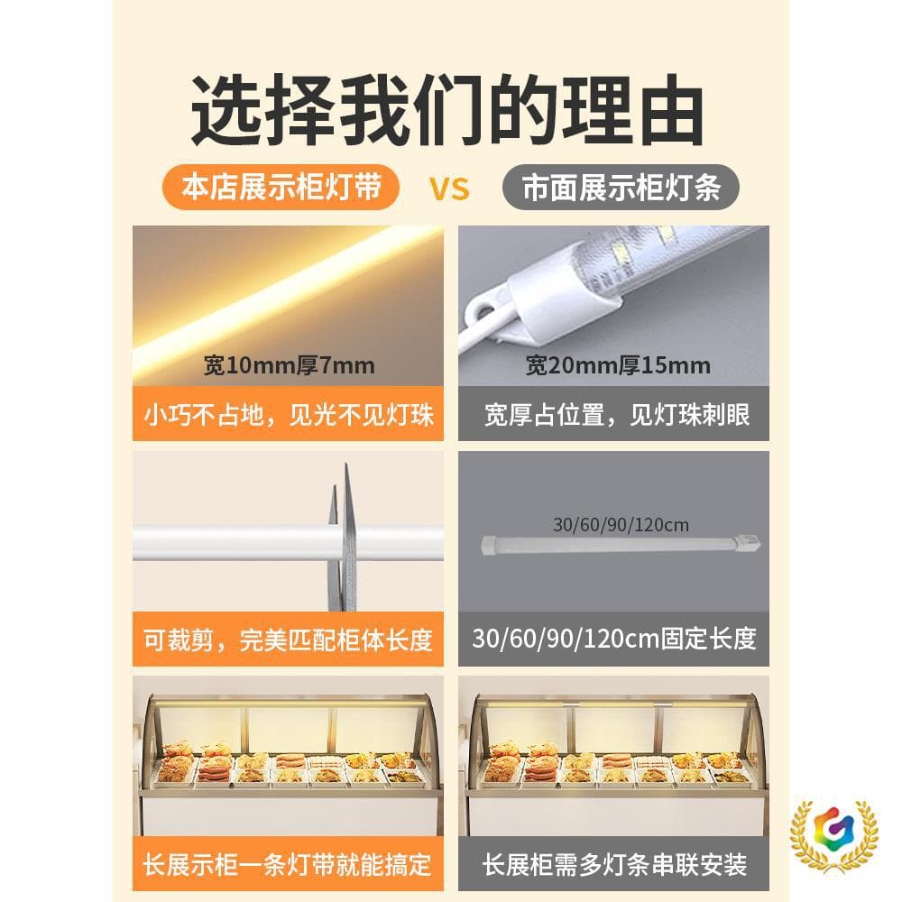 ✅ LED Display Cabinet Light Strip for Cake Refrigeration, Food Order Cabinets, Cooked Food Preservation, Spicy Hot Pot, Waterproof Warm Light