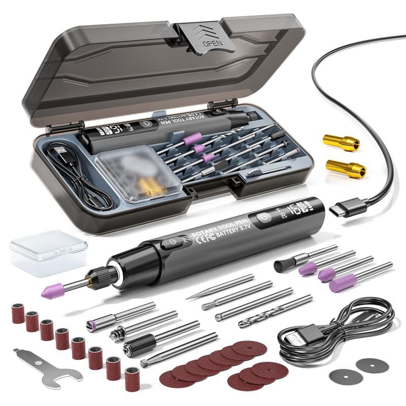 Electric Grinding Pen Digital Display Rotary Tool Kit, Household Handheld Mini with Light, Engraving, Polishing, Drilling DIY Tool