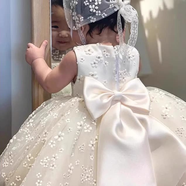 Korean version of baby one-year-old flower girl dress dress performance costume baby birthday girl princess dress tutu yarn
