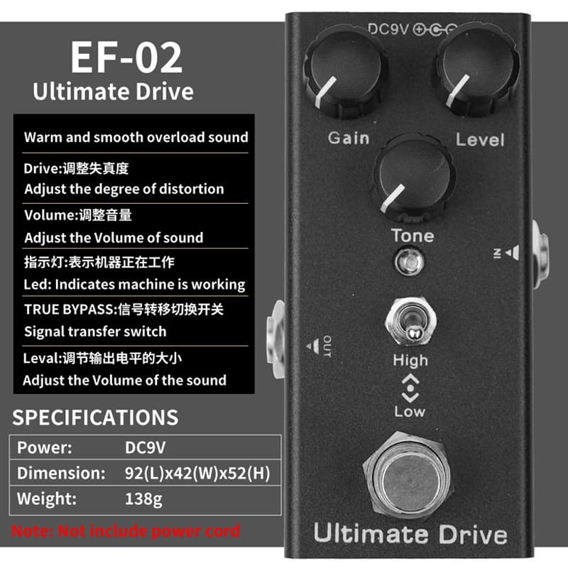 Electric Guitar Effects Pedal Cross-border Hot-selling Distortion Overdrive Delay Tremolo Electric Bass Single Block Electric Guitar Effects Pedal