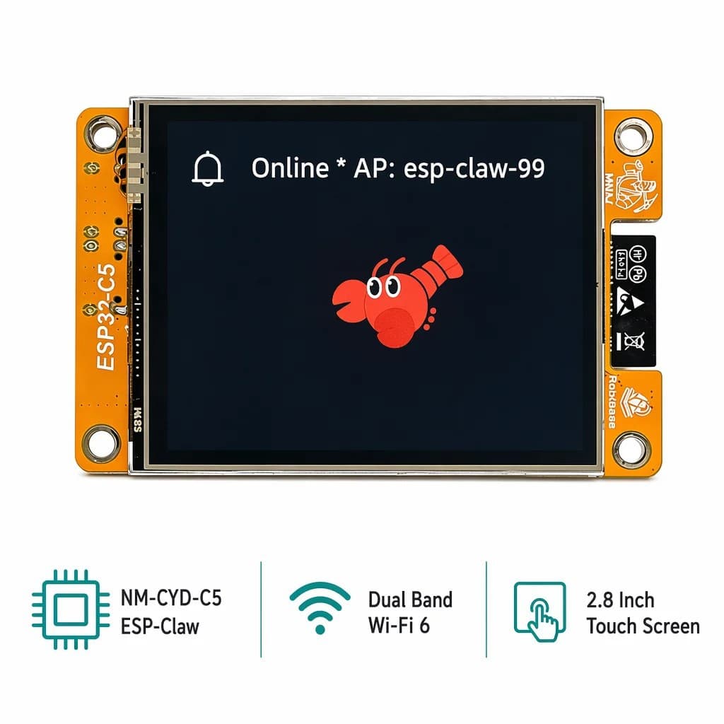 NM-CYD-C5 ESP-Claw 2.8-inch Crayfish AI IoT Development Board with Display