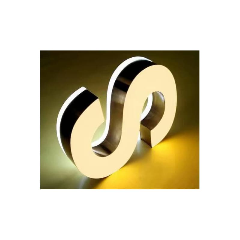 Stainless Steel Advertising Backlit Glowing Letters Crystal 3D Base Lightbox Door Header Sign LED High-Brightness Backlight