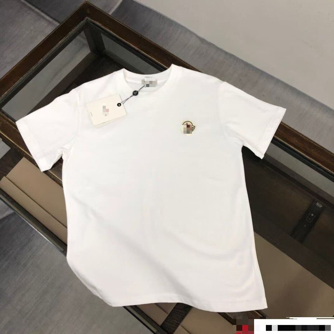 New Spring/Summer Moncler Classic Versatile Single Logo Embroidered Badge Short-Sleeve T-Shirt Unisex Casual Loose Fit