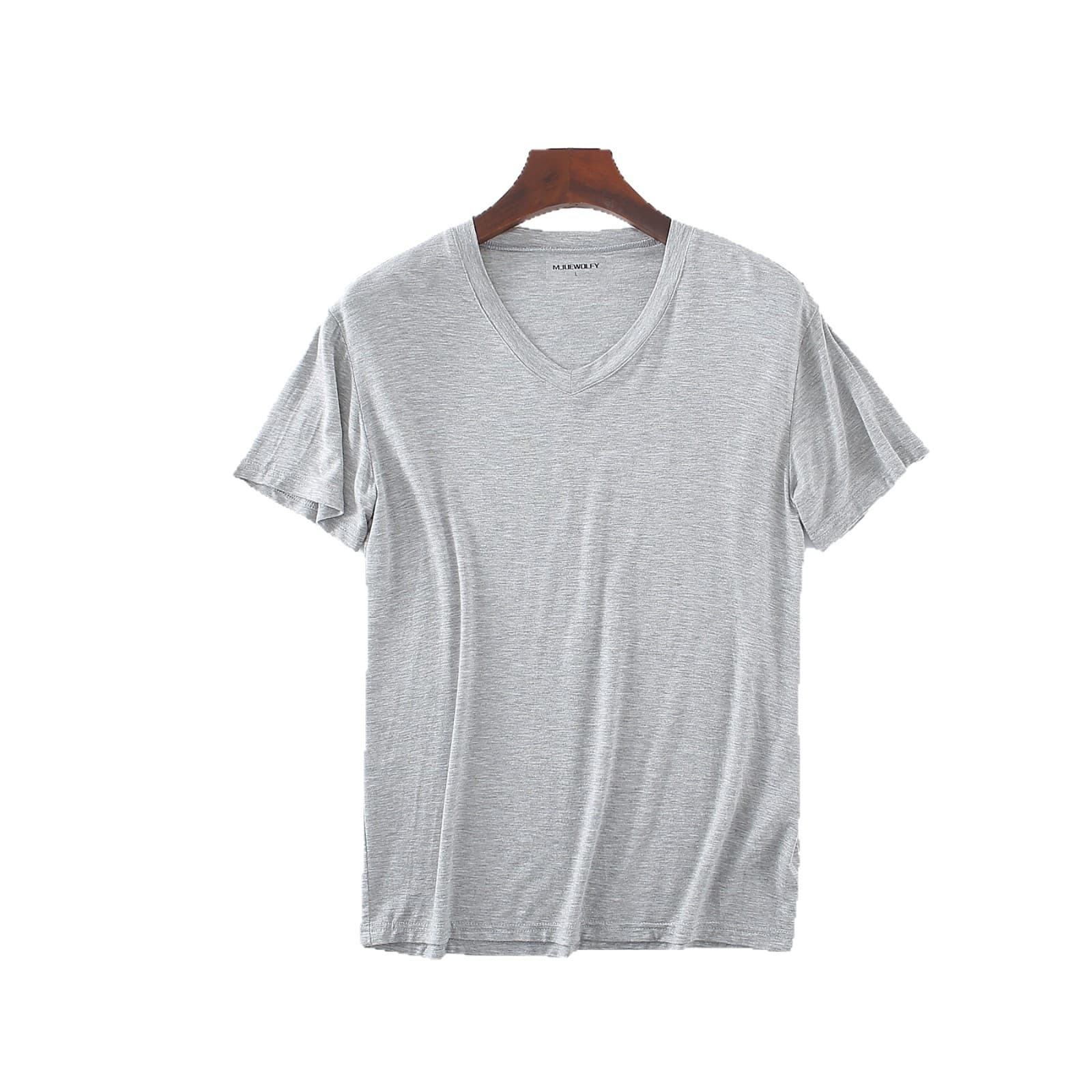Men's Summer Modal Short Sleeve V-Neck Thin T-Shirt, High Elasticity, Plus Size for Middle-Aged and Elderly, Up to 300 lbs, Drop Shipping and Wholesale Available