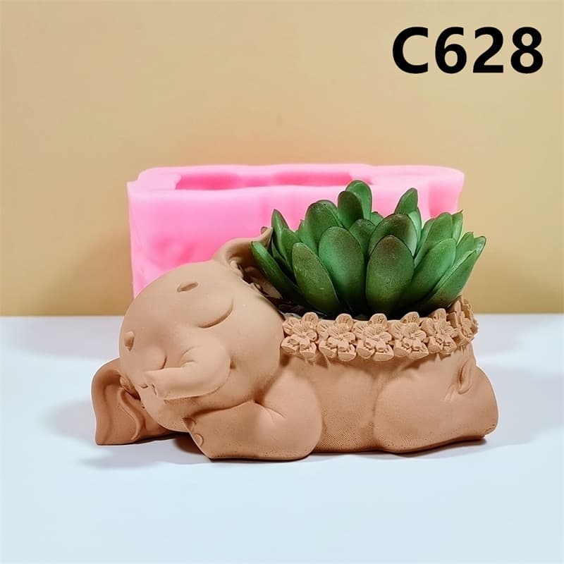 Elephant Silicone Mold DIY Handmade Flower Pot Succulent Green Plant Home Office Decoration C628