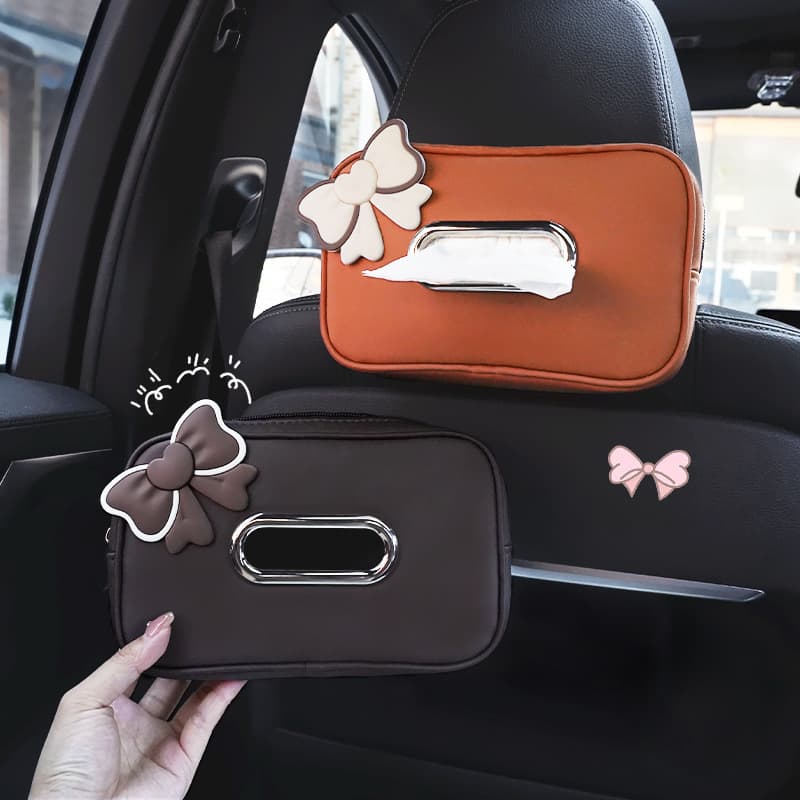 Cute Leather Tissue Box Car Seat Back Hanging Design Baby Carriage Automobile Interior Decorative Accessory Luxury Class