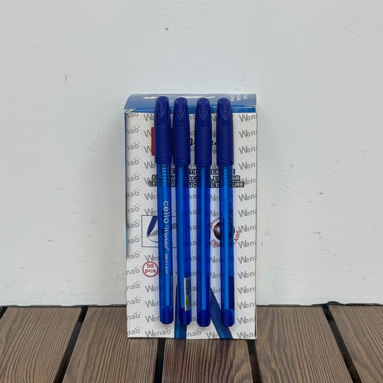 wenao blue translucent triangular rod bullet 1.0mmcello oily ball pen boxed student stationery