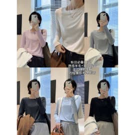 [Soufflé base] 47.5% Tencel + acetate wool long-sleeved T-shirt base acetate wool T-shirt