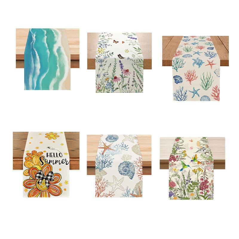 Amazon factory direct supply cross-border daisy flowers leaves table runner warm kitchen table home party decoration