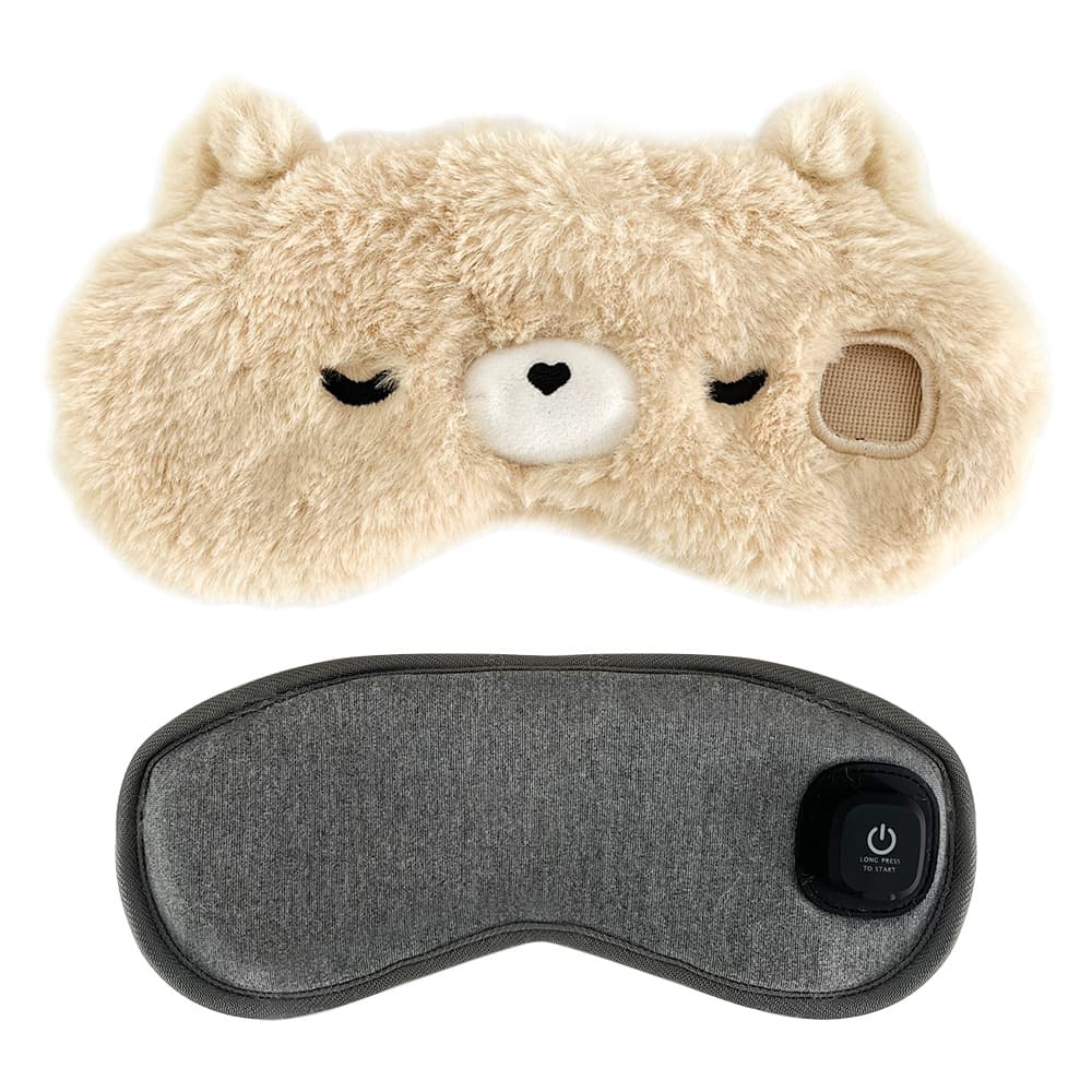 Custom Animal-Style Brown Bear Plush Temperature-Adjustable Timer Built-in Battery Steam Wireless Heating Eye Mask
