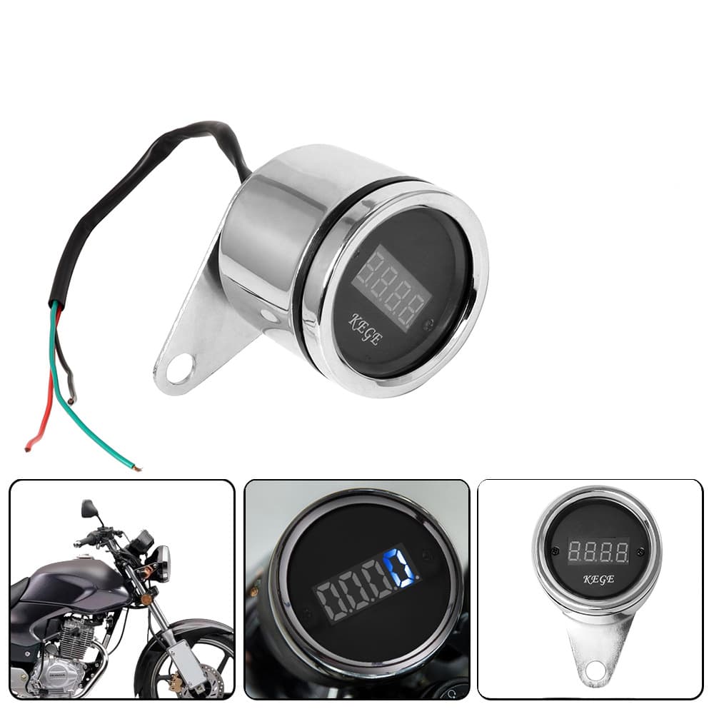 Retro Conversion Universal Motorcycle 4-digit LED Electronic Tachometer Digital Super High Quality Chrome Plated Shell