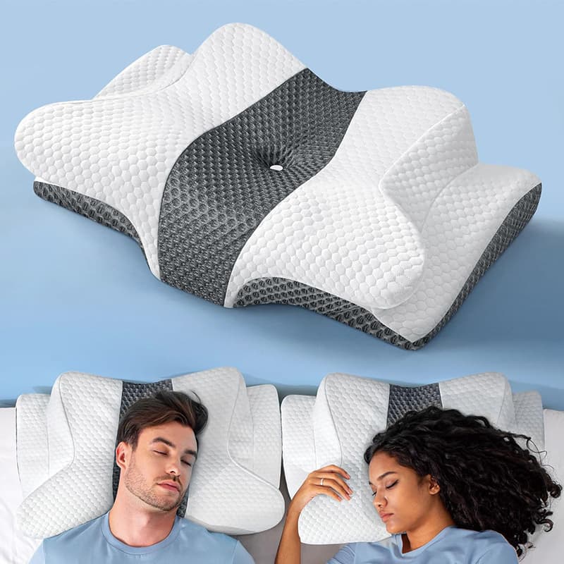 Cross-border best-selling side sleeping pillow with contoured memory foam for back and abdomen support