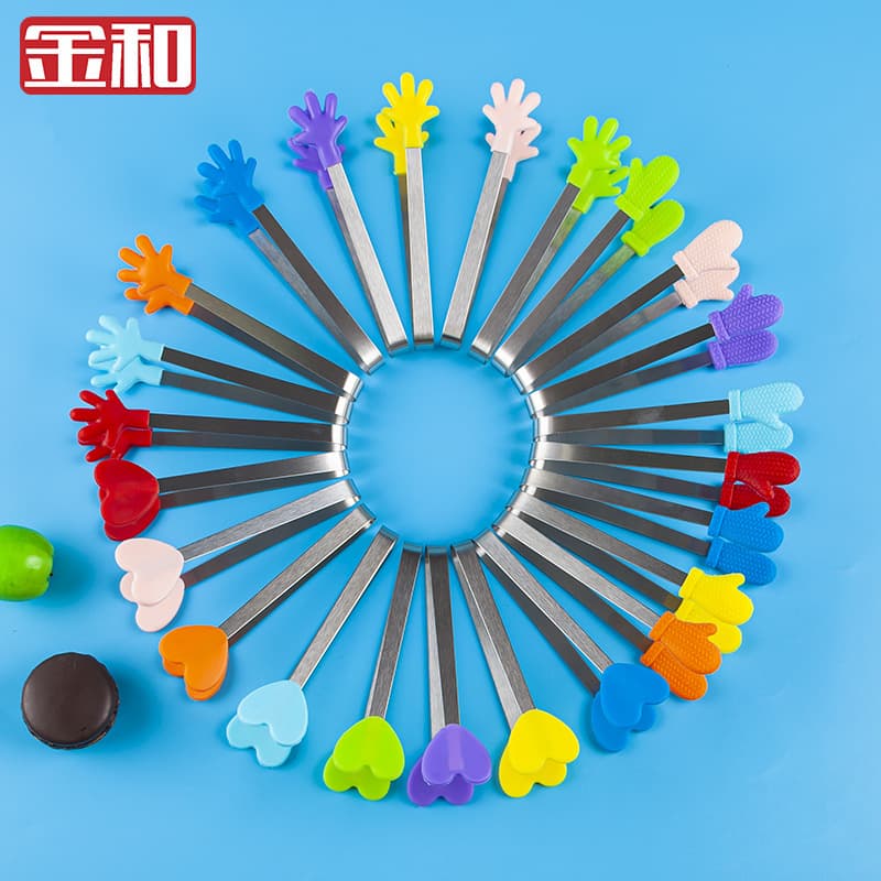 New Creative Silicone Food Tongs, Ice Tongs, Leisure Stainless Steel Mini Food Tongs, Snack and Dessert Sugar Cube Tongs
