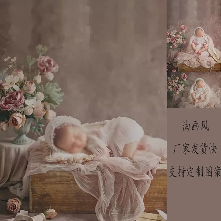 New Oil Painting Style Spray-Painted Background Cloth for Photography, Children's Photo Backdrop, Newborn Photography Backdrop, Wholesale Export