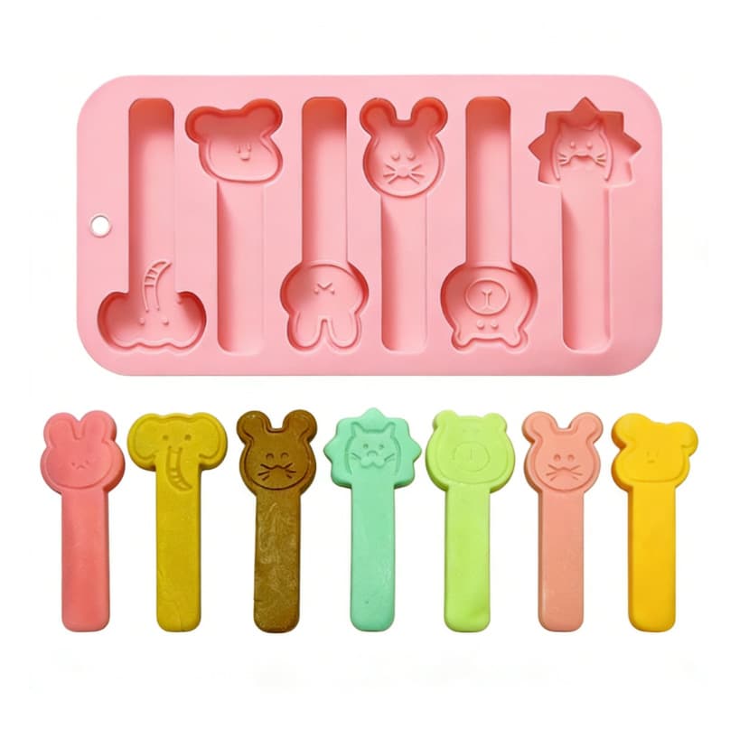 Viral 6-Animal Long Strip Chew Chew Candy Mold Silicone Long Strip Chewable Hard Candy Making Tool