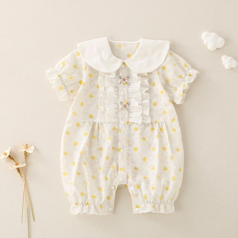 Baby Summer Clothes, Cute Baby Onesies, Cartoon Newborn Full-Month Thin Short-Sleeved Romper, Newborn Crawling Clothes