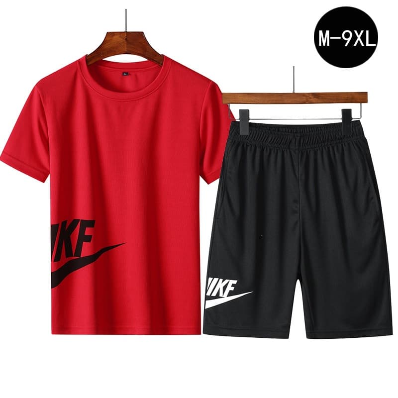 Men's Sport Suit Summer Quick-Dry Casual Fitness Running Shorts Gym Plus Size Loose Two-Piece Set