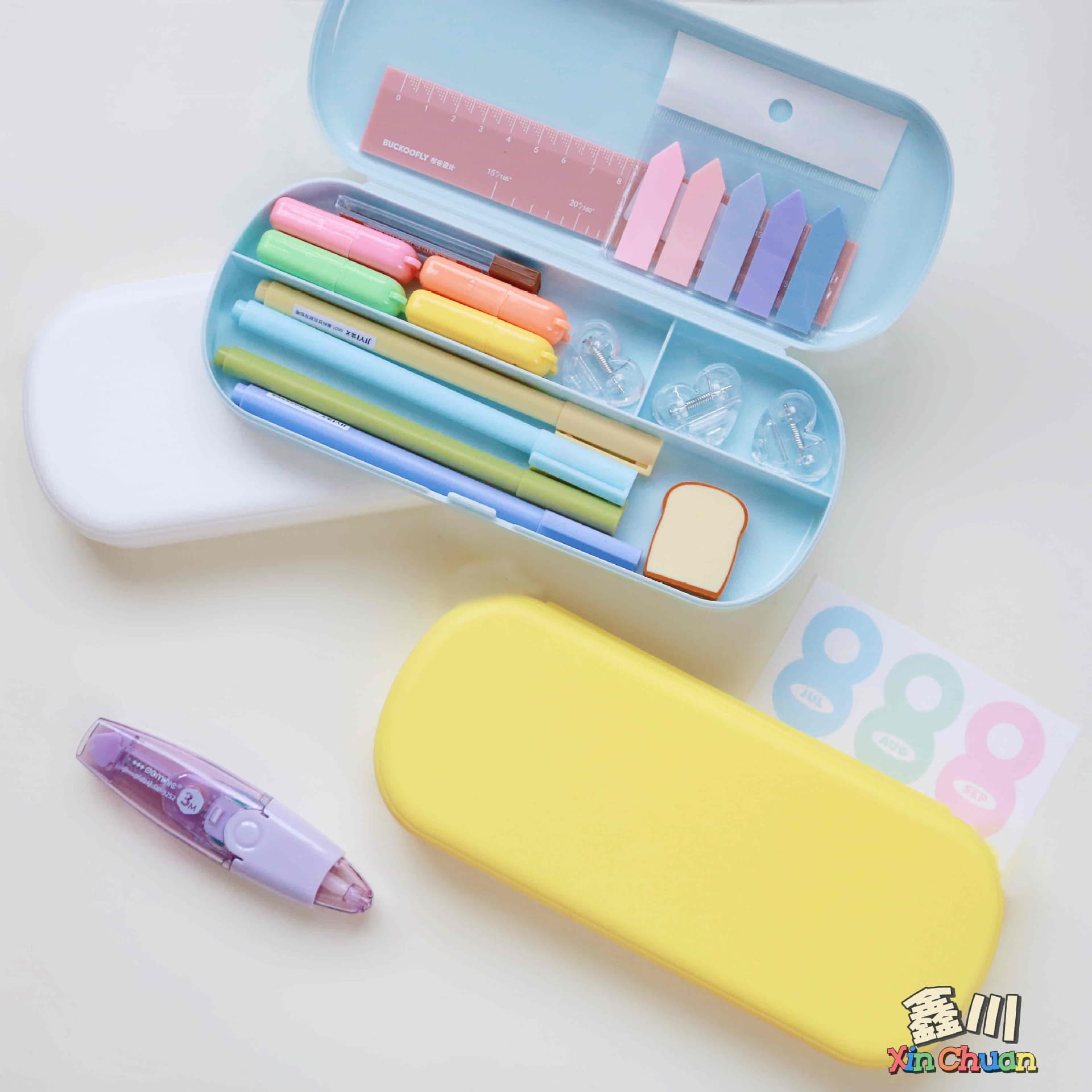 New stationery box large capacity storage organizer school supplies simple macaron color pencil box wholesale