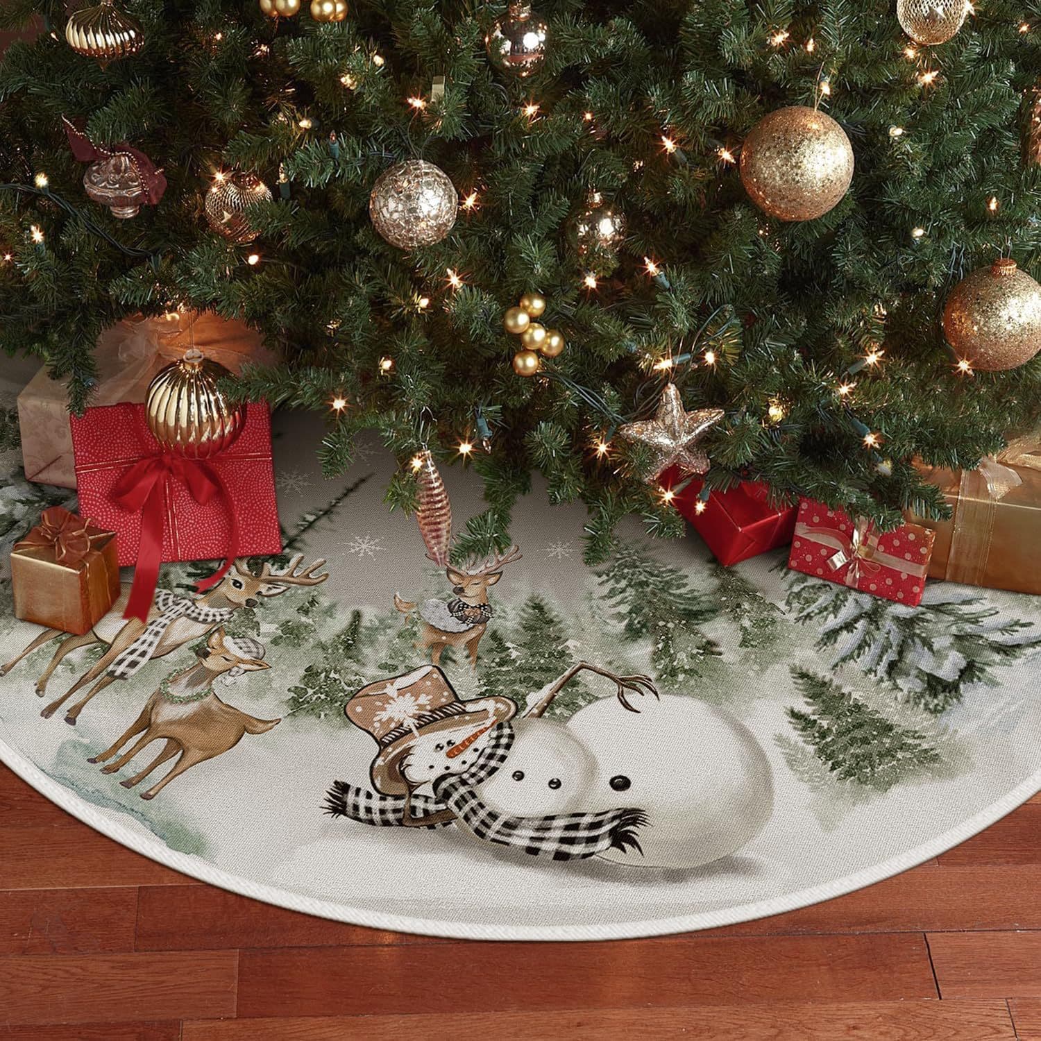 Cross-border Christmas tree decorations, snowman, reindeer, snowflake skirt, winter holiday tree mat decoration skirt