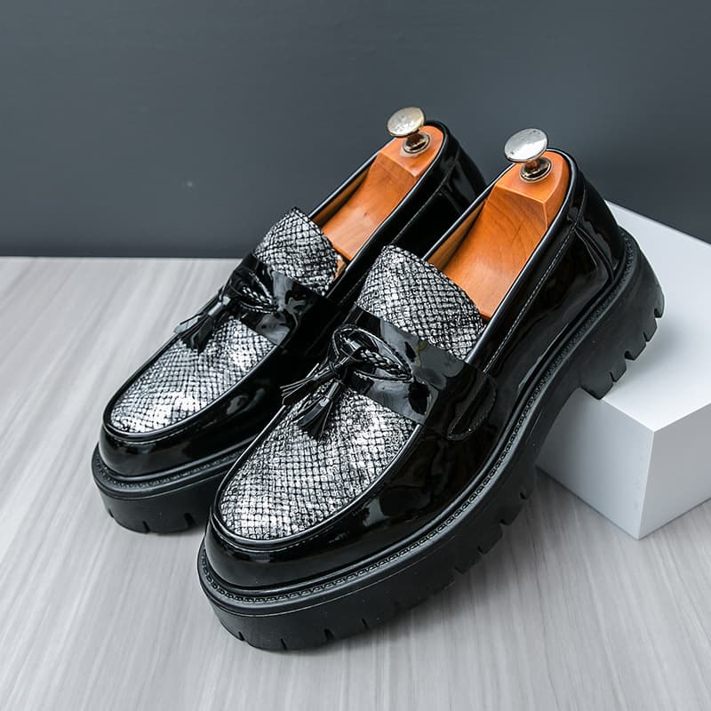 Cross-border Men's Leather Shoes Summer New Thick Sole Slip-on Casual Shoes Soft Leather Soft Sole Heightening British Style Men's Shoes