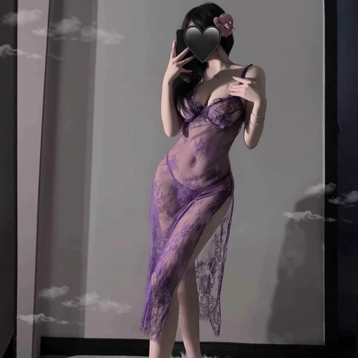 Guyu Plus Size Lingerie New Sexy No-remove Lace See-through Sleepwear Passion Bedroom Small Bust Battle Robe Mature Woman