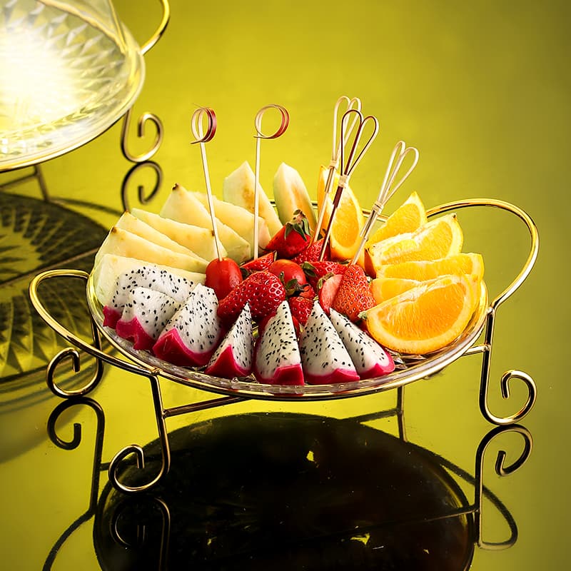 Fruit Tray KTV Acrylic Petal Modern Fruit Plate Gold Silver Creative Living Room Plastic Fruit Tray Base Stand Transparent Rack
