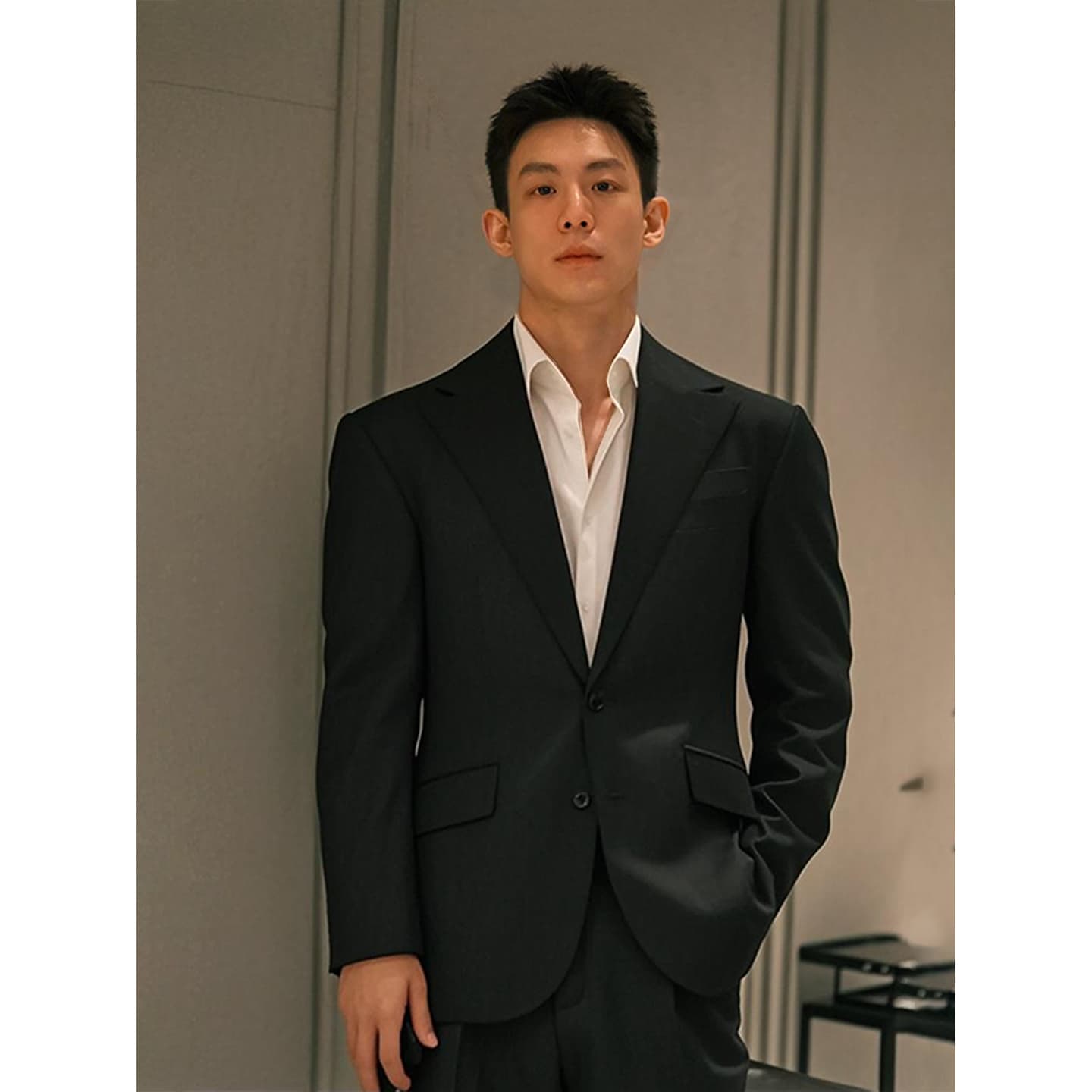 Black Regular Shoulder Suit Jacket for Men Autumn Light Mature Husband Style Outfit British Elegant Yuppie Men's Formal Wear