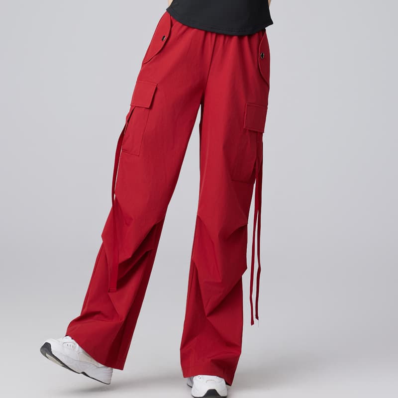 American-style high-waisted cargo pants for women, 2025 new style, for square dancing, casual sports, wide-leg pants, loose straight leg pants, 2505