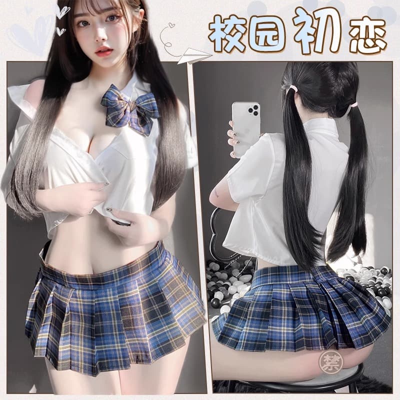 Cross-border Sexy Lingerie Hot JK Uniform Set, Passion Quick-Off School Uniform Sexy Pajamas for Women