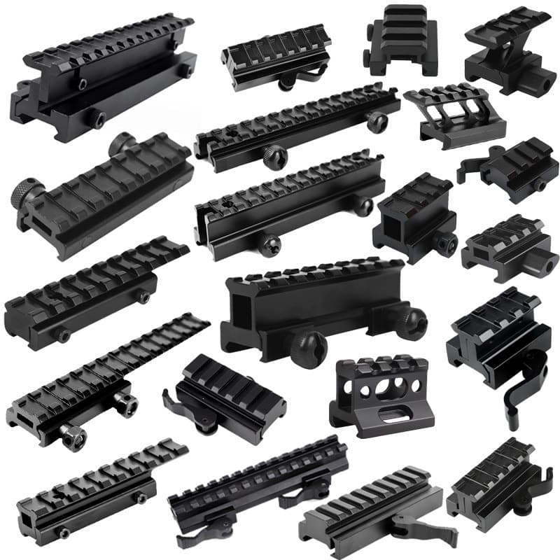 Metal 20 to 20mm Rail Adapter Scope Mount with Adjustable Angle, Height Riser, Easy Zeroing Alloy Bracket