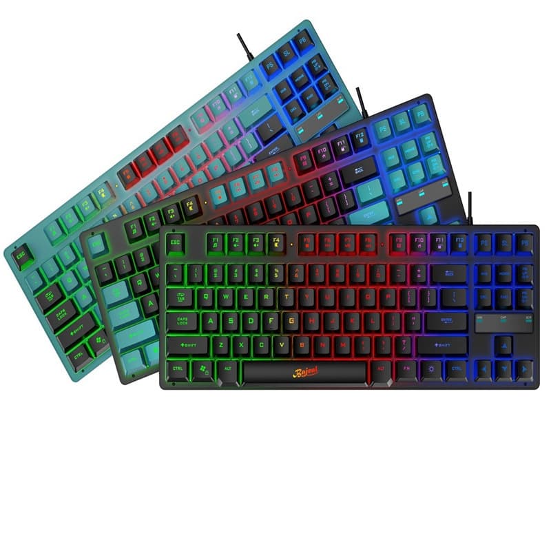 BAJEAL KB-10 Mechanical Feel Keyboard 87-Key Rainbow Backlit Portable Keyboard for Gaming Laptop
