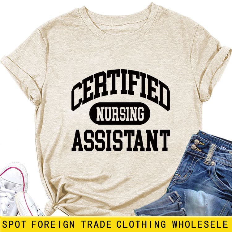 Amazon Cross-Border Trade Certified Nursing New Short-Sleeve Women's Fashion T-Shirt In Stock Plus Size Wholesale
