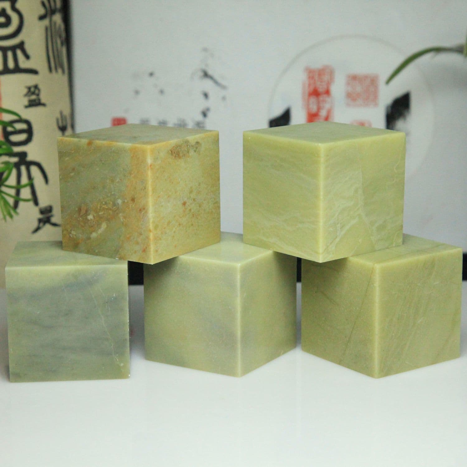 Qingtian Stone Practice Seal Material 2.5x2.5x5cm Seal Stone Material for Engraving Calligraphy Seals