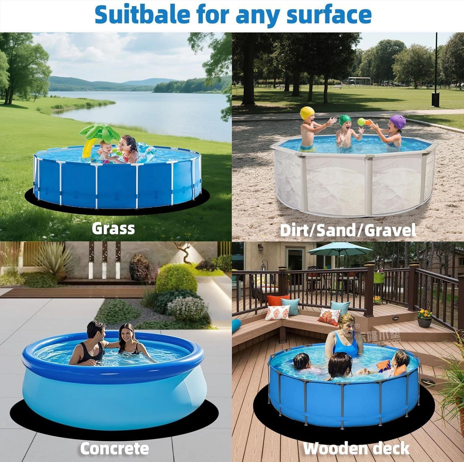 Cross-Border Hot Selling Black Round Pool Liner Swimming Pool Protection Mat