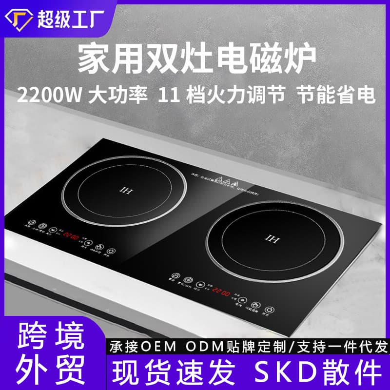 Export 110V US Standard Dual Burner Induction Cooktop Built-in Double Head Electric Ceramic Stove High Power Induction Cooker